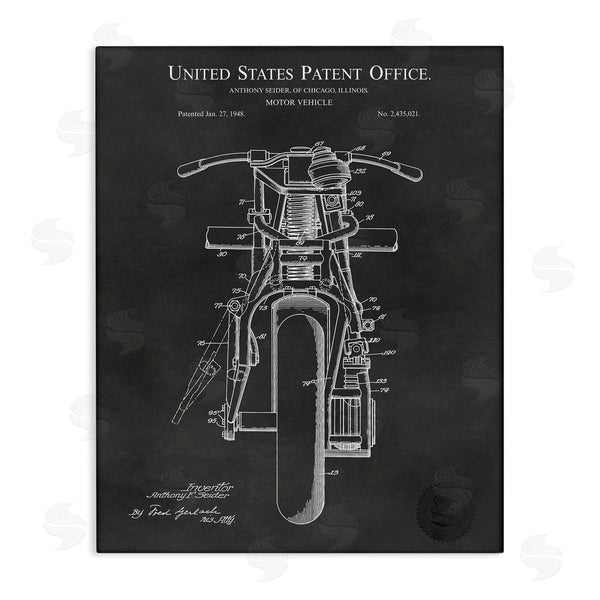stupell industries Karl Hronek | Motor Vehicle Motorcycle Patent Text Blueprint Diagram Wall Art