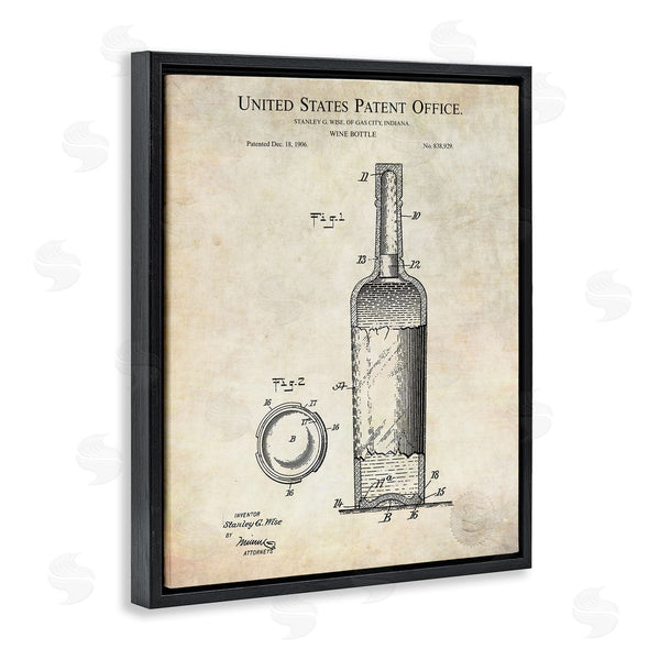 Stupell Industries Karl Hronek | Patent Text Detailed Wine Bottle Diagram Drawing Wall Art