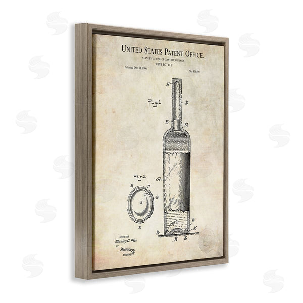 Stupell Industries Karl Hronek | Patent Text Detailed Wine Bottle Diagram Drawing Wall Art