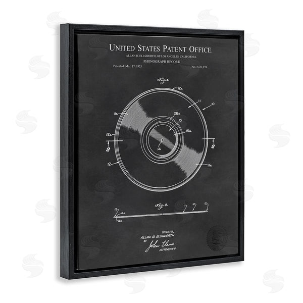 Stupell Industries Karl Hronek | Phonograph Record Player Detailed Music Diagram Blueprint Wall Art