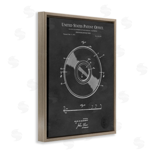 Stupell Industries Karl Hronek | Phonograph Record Player Detailed Music Diagram Blueprint Wall Art