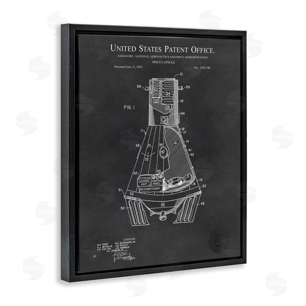 Stupell Industries Karl Hronek | Space Capsule Aircraft Detailed Blueprint Diagram Design Wall Art