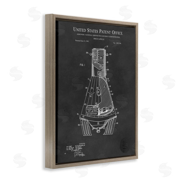 Stupell Industries Karl Hronek | Space Capsule Aircraft Detailed Blueprint Diagram Design Wall Art