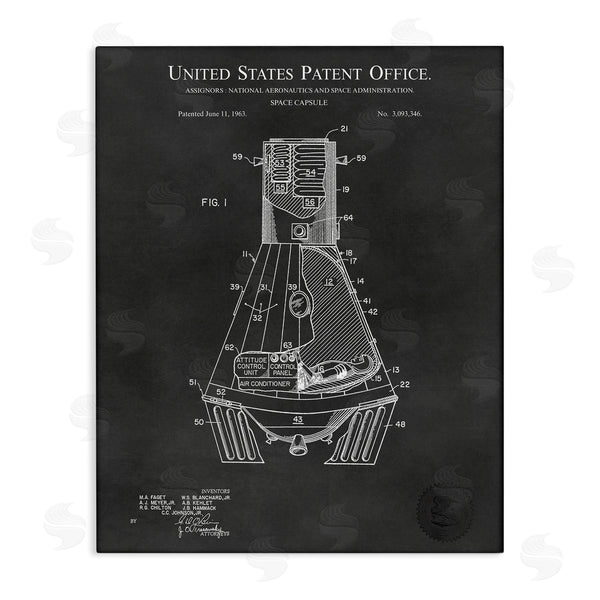 stupell industries Karl Hronek | Space Capsule Aircraft Detailed Blueprint Diagram Design Wall Art