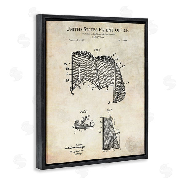 Stupell Industries Karl Hronek | Sports Hockey Goal Diagram Blueprint Patent Text Wall Art
