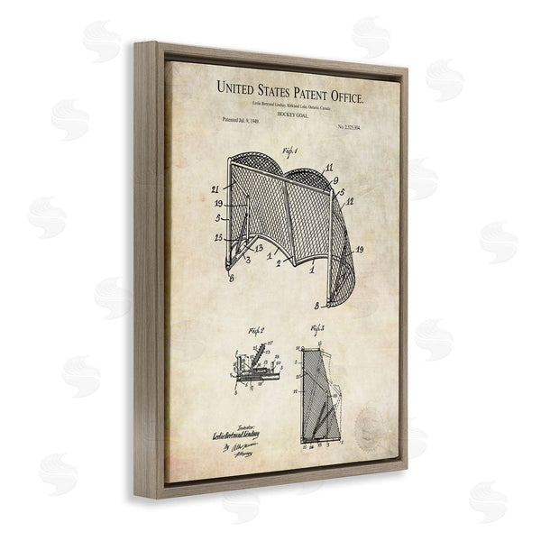 Stupell Industries Karl Hronek | Sports Hockey Goal Diagram Blueprint Patent Text Wall Art