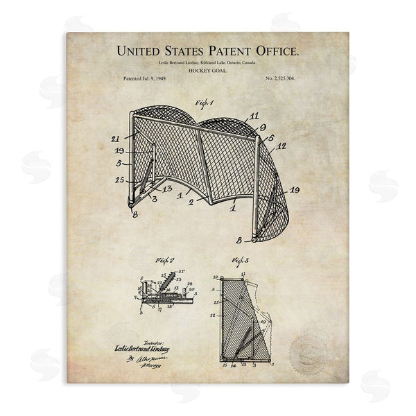 stupell industries Karl Hronek | Sports Hockey Goal Diagram Blueprint Patent Text Wall Art