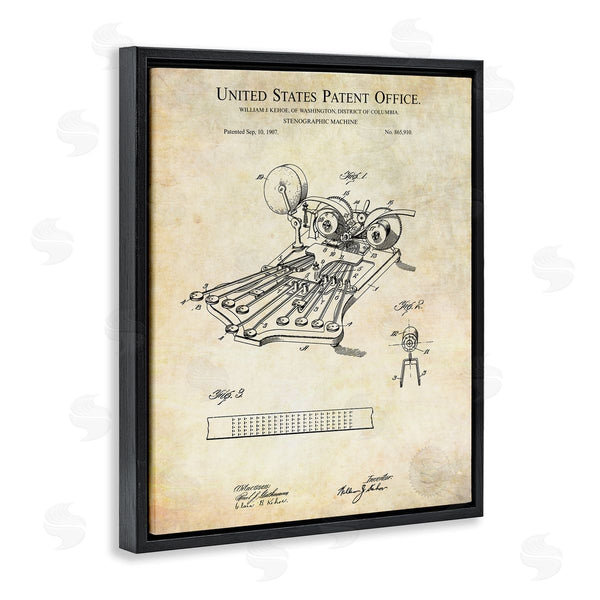 Stupell Industries Karl Hronek | Stenograph Machine Blueprint Diagram Detailed Patent Text Wall Art