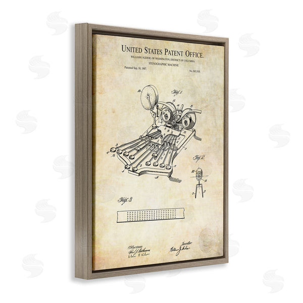 Stupell Industries Karl Hronek | Stenograph Machine Blueprint Diagram Detailed Patent Text Wall Art