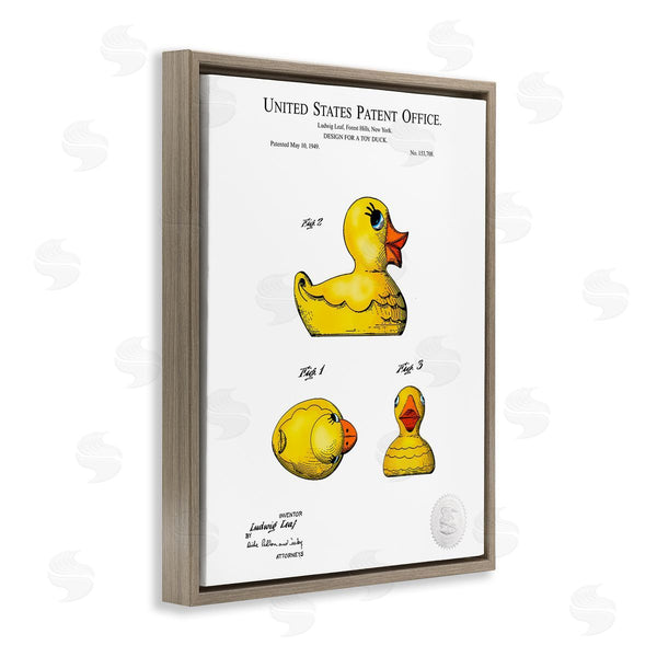 Stupell Industries Karl Hronek | Toy Rubber Duck Yellow Patent Design Diagram Wall Art
