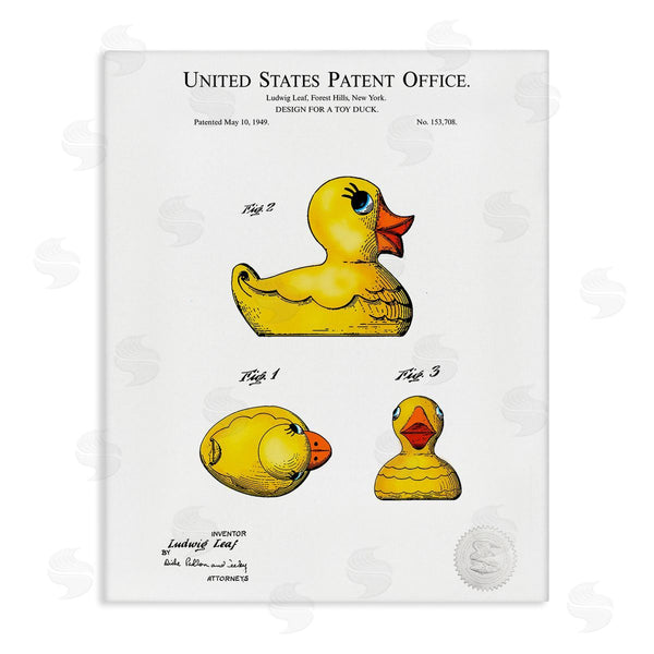 stupell industries Karl Hronek | Toy Rubber Duck Yellow Patent Design Diagram Wall Art