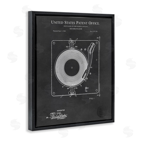 Stupell Industries Karl Hronek | Turntable Record Player Diagram Blueprint Patent Text Wall Art