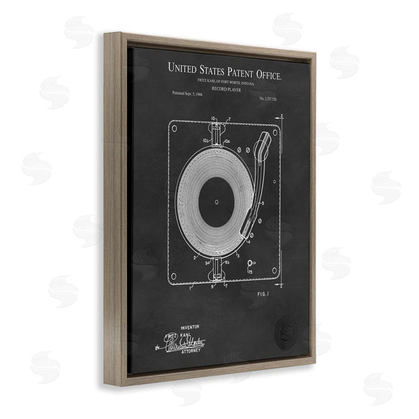 Stupell Industries Karl Hronek | Turntable Record Player Diagram Blueprint Patent Text Wall Art