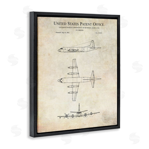 Stupell Industries Karl Hronek | Vintage Airplane Aircraft Diagram Patent Blueprint Diagram Wall Art