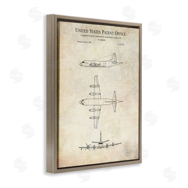 Stupell Industries Karl Hronek | Vintage Airplane Aircraft Diagram Patent Blueprint Diagram Wall Art