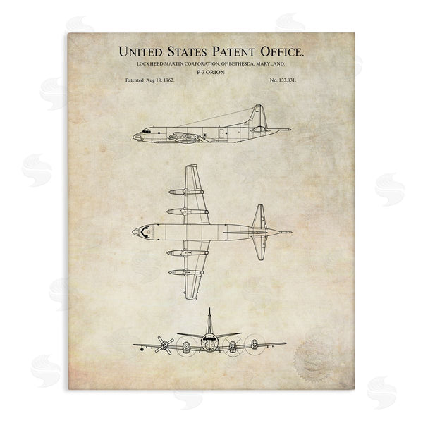 stupell industries Karl Hronek | Vintage Airplane Aircraft Diagram Patent Blueprint Diagram Wall Art