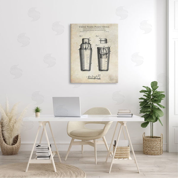 Stupell Industries Karl Hronek | Vintage Cocktail Drink Mixer Diagram Patent Text Wall Art