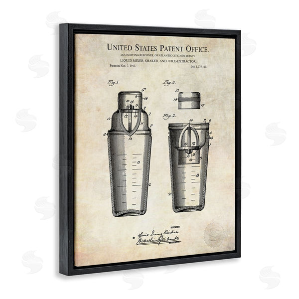 Stupell Industries Karl Hronek | Vintage Cocktail Drink Mixer Diagram Patent Text Wall Art