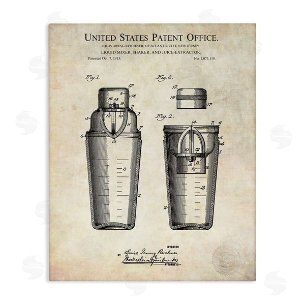 stupell industries Karl Hronek | Vintage Cocktail Drink Mixer Diagram Patent Text Wall Art