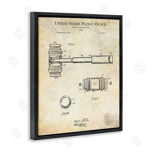 Stupell Industries Karl Hronek | Vintage Gavel Invention Diagram Patent Text Blueprint Wall Art