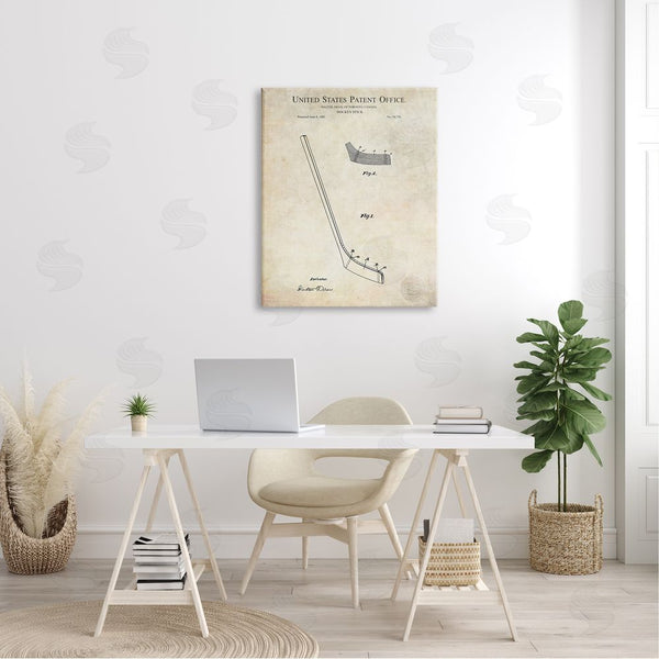 Stupell Industries Karl Hronek | Vintage Hockey Stick Sports Diagram Patent Blueprint Wall Art