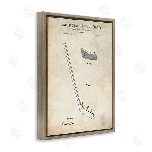 Stupell Industries Karl Hronek | Vintage Hockey Stick Sports Diagram Patent Blueprint Wall Art
