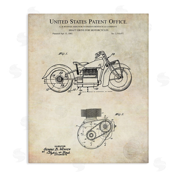 stupell industries Karl Hronek | Vintage Motorcycle Shaft Drive Machinery Blueprint Diagram Wall Art