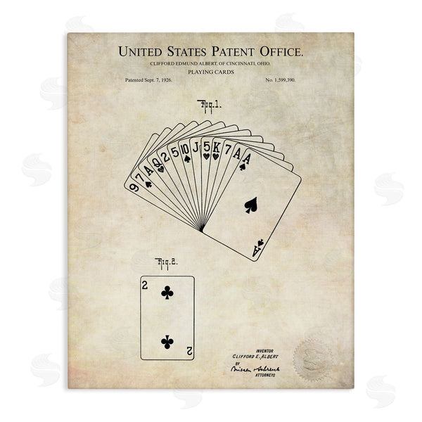 stupell industries Karl Hronek | Vintage Playing Cards Patent Diagram Blueprint Text Wall Art