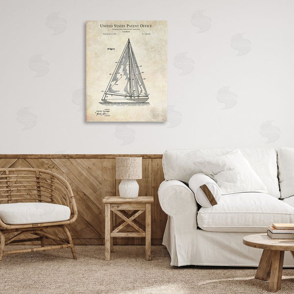 Stupell Industries Karl Hronek | Vintage Sailboat Watercraft Diagram Patent Text Blueprint Wall Art