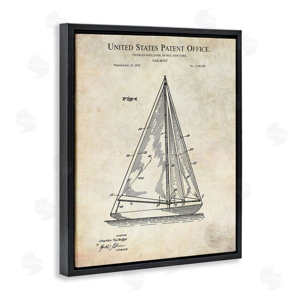 Stupell Industries Karl Hronek | Vintage Sailboat Watercraft Diagram Patent Text Blueprint Wall Art