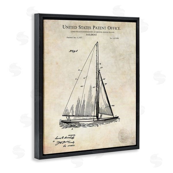 Stupell Industries Karl Hronek | Vintage Sailboat Watercraft Technical Design Diagram Wall Art