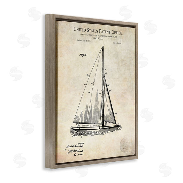 Stupell Industries Karl Hronek | Vintage Sailboat Watercraft Technical Design Diagram Wall Art