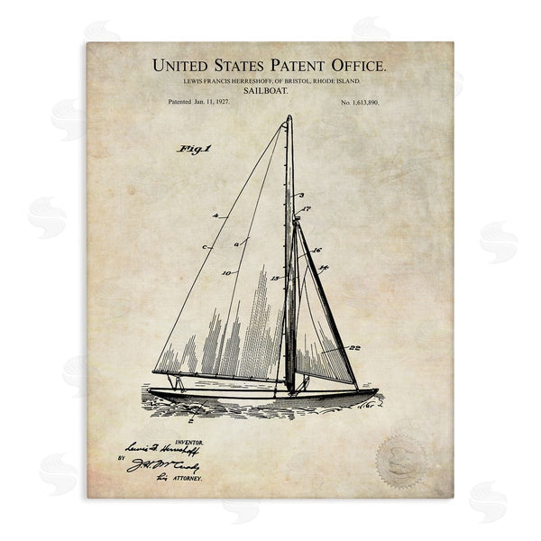 stupell industries Karl Hronek | Vintage Sailboat Watercraft Technical Design Diagram Wall Art