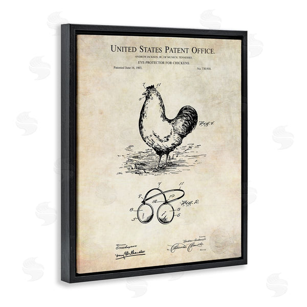 Stupell Industries Karl Hronek | Vintage Style Chicken Eye Protection Patent Blueprint Diagram Wall Art