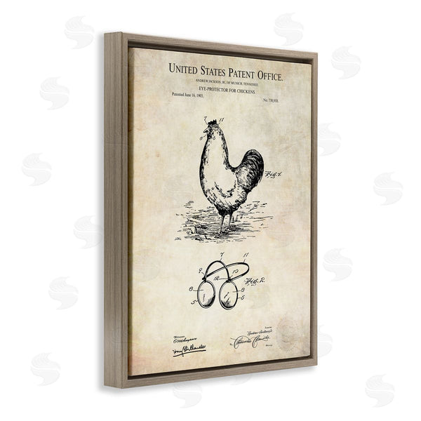 Stupell Industries Karl Hronek | Vintage Style Chicken Eye Protection Patent Blueprint Diagram Wall Art