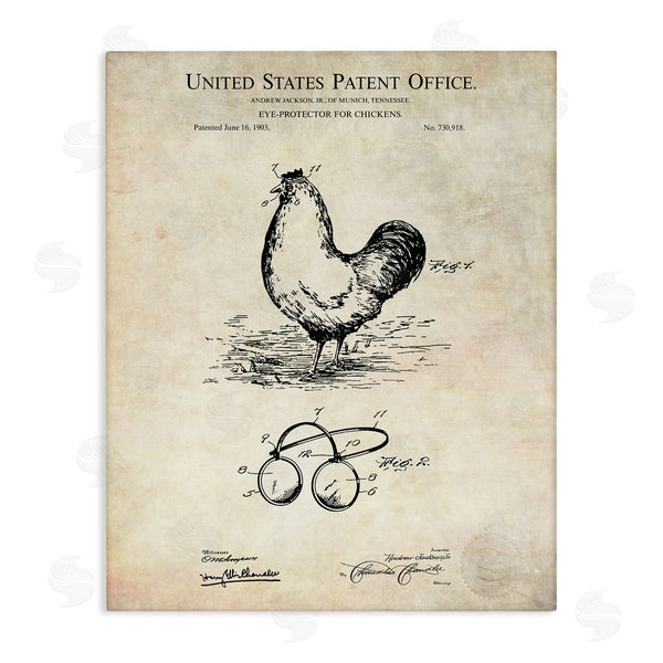 stupell industries Karl Hronek | Vintage Style Chicken Eye Protection Patent Blueprint Diagram Wall Art