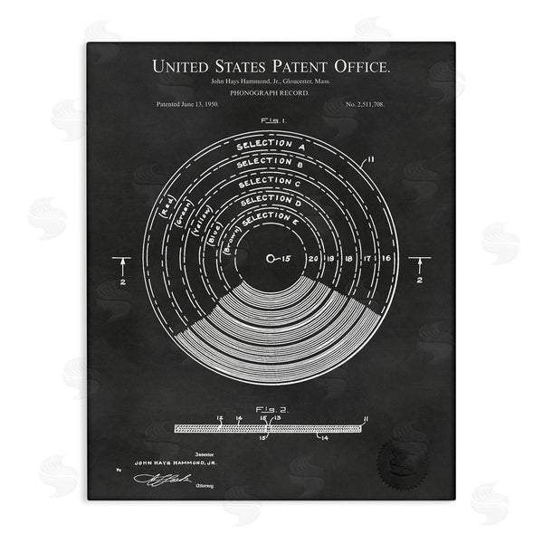 stupell industries Karl Hronek | Vintage Style Photograph Record Patent Blueprint Diagram Wall Art
