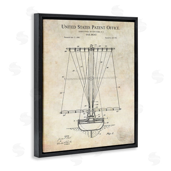 Stupell Industries Karl Hronek | Vintage Style Sailboat Watercraft Detailed Diagram Blueprint Wall Art