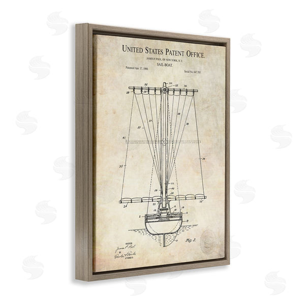 Stupell Industries Karl Hronek | Vintage Style Sailboat Watercraft Detailed Diagram Blueprint Wall Art