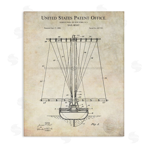 stupell industries Karl Hronek | Vintage Style Sailboat Watercraft Detailed Diagram Blueprint Wall Art