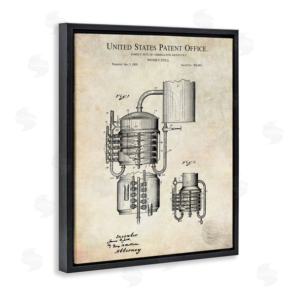 Stupell Industries Karl Hronek | Vintage Whiskey Still Liquor Detailed Blueprint Diagram Wall Art