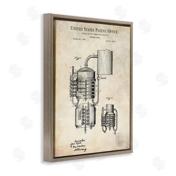 Stupell Industries Karl Hronek | Vintage Whiskey Still Liquor Detailed Blueprint Diagram Wall Art