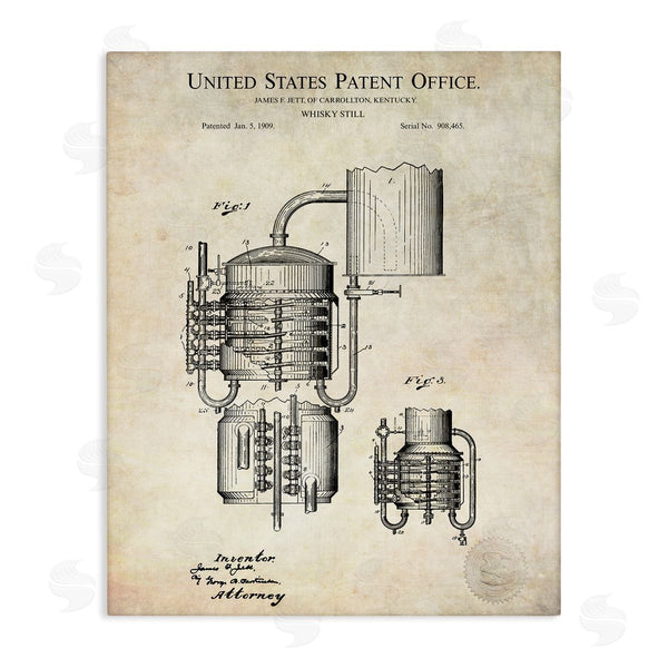 stupell industries Karl Hronek | Vintage Whiskey Still Liquor Detailed Blueprint Diagram Wall Art
