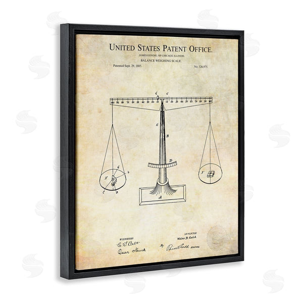 Stupell Industries Karl Hronek | Weighing Scale Blueprint Diagram Vintage Patent Design Wall Art