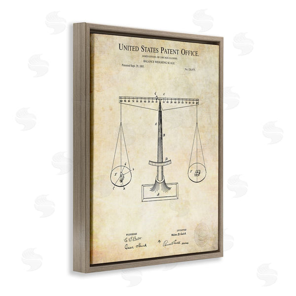 Stupell Industries Karl Hronek | Weighing Scale Blueprint Diagram Vintage Patent Design Wall Art