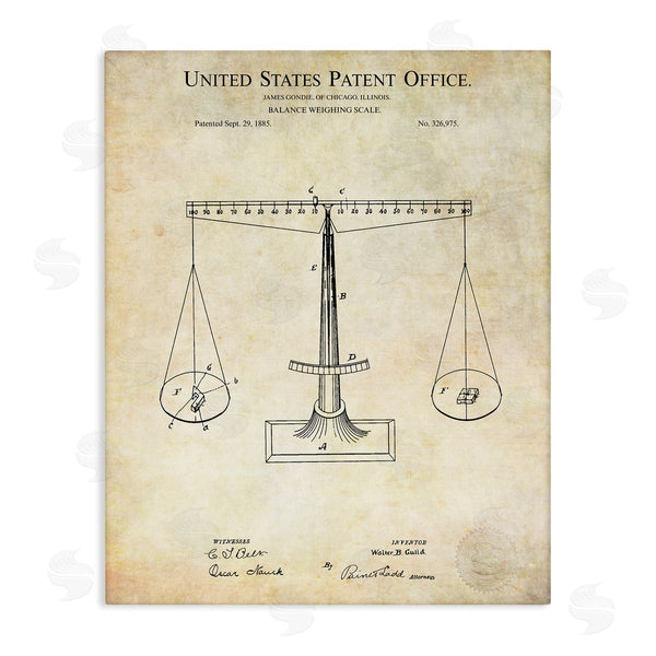 stupell industries Karl Hronek | Weighing Scale Blueprint Diagram Vintage Patent Design Wall Art