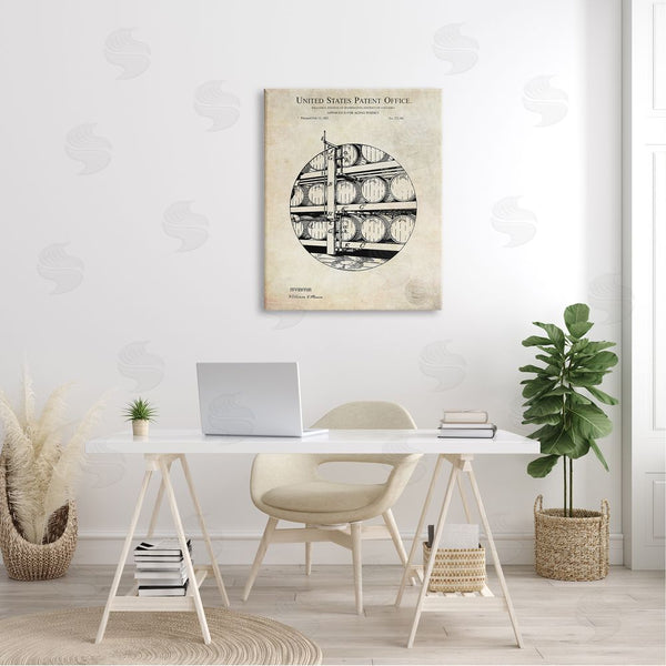 Stupell Industries Karl Hronek | Whiskey Aging Barrel Detailed Vintage Patent Diagram Wall Art