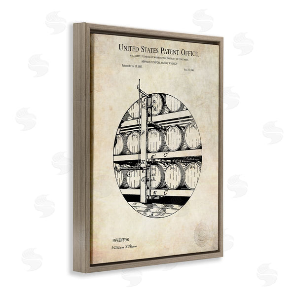 Stupell Industries Karl Hronek | Whiskey Aging Barrel Detailed Vintage Patent Diagram Wall Art