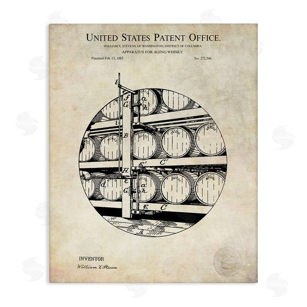stupell industries Karl Hronek | Whiskey Aging Barrel Detailed Vintage Patent Diagram Wall Art
