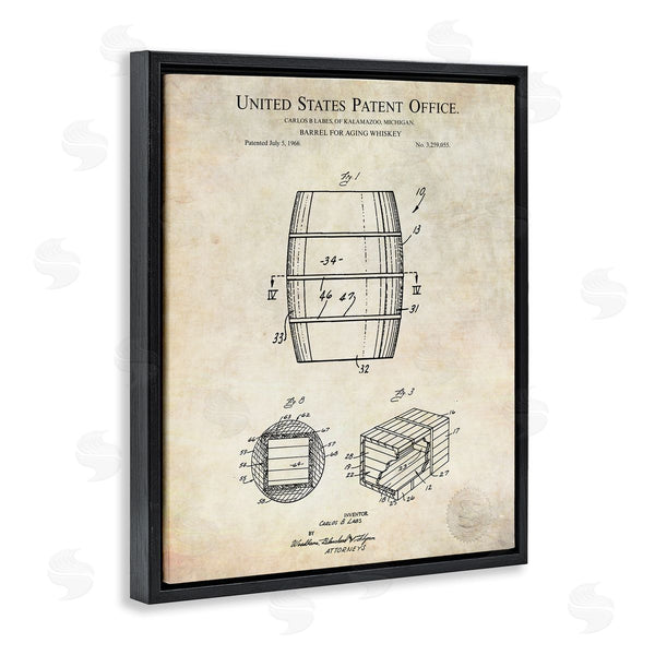 Stupell Industries Karl Hronek | Whiskey Aging Barrel Liquor Diagram Patent Design Wall Art